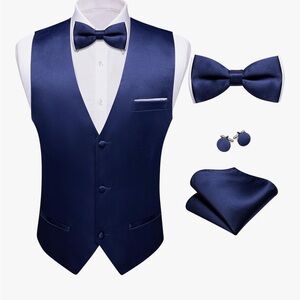 NWT Elegant Men's Deep Blue Vest Set XXXL
